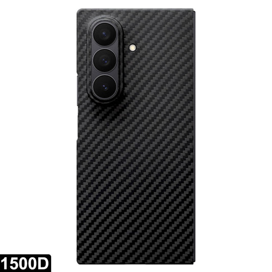 For Samsung Galaxy Z Fold7 5G Magnetic Case 1500D Coarse Texture Aramid Fiber Phone Cover with Front Frame - Black