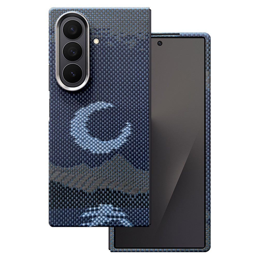 For Samsung Galaxy Z Fold7 5G Magnetic Case Aramid Fiber Phone Cover with Metal Lens Frame / Front Frame - Moon