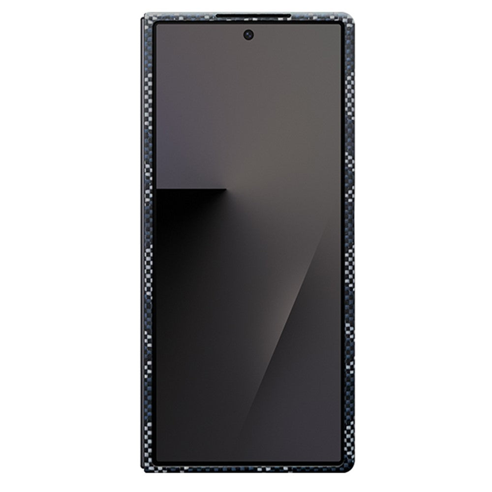 For Samsung Galaxy Z Fold7 5G Magnetic Case Precise Cutouts Geometric Pattern Aramid Fiber Phone Cover with Metal Lens Frame / Front Frame