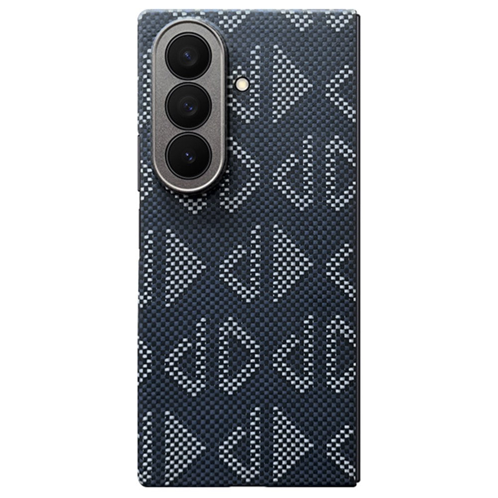 For Samsung Galaxy Z Fold7 5G Magnetic Case Precise Cutouts Geometric Pattern Aramid Fiber Phone Cover with Metal Lens Frame