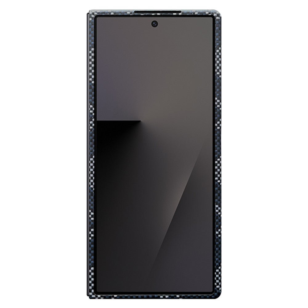 For Samsung Galaxy Z Fold7 5G Magnetic Case Geometric Pattern Aramid Fiber Phone Cover with Metal Lens Frame / Front Frame