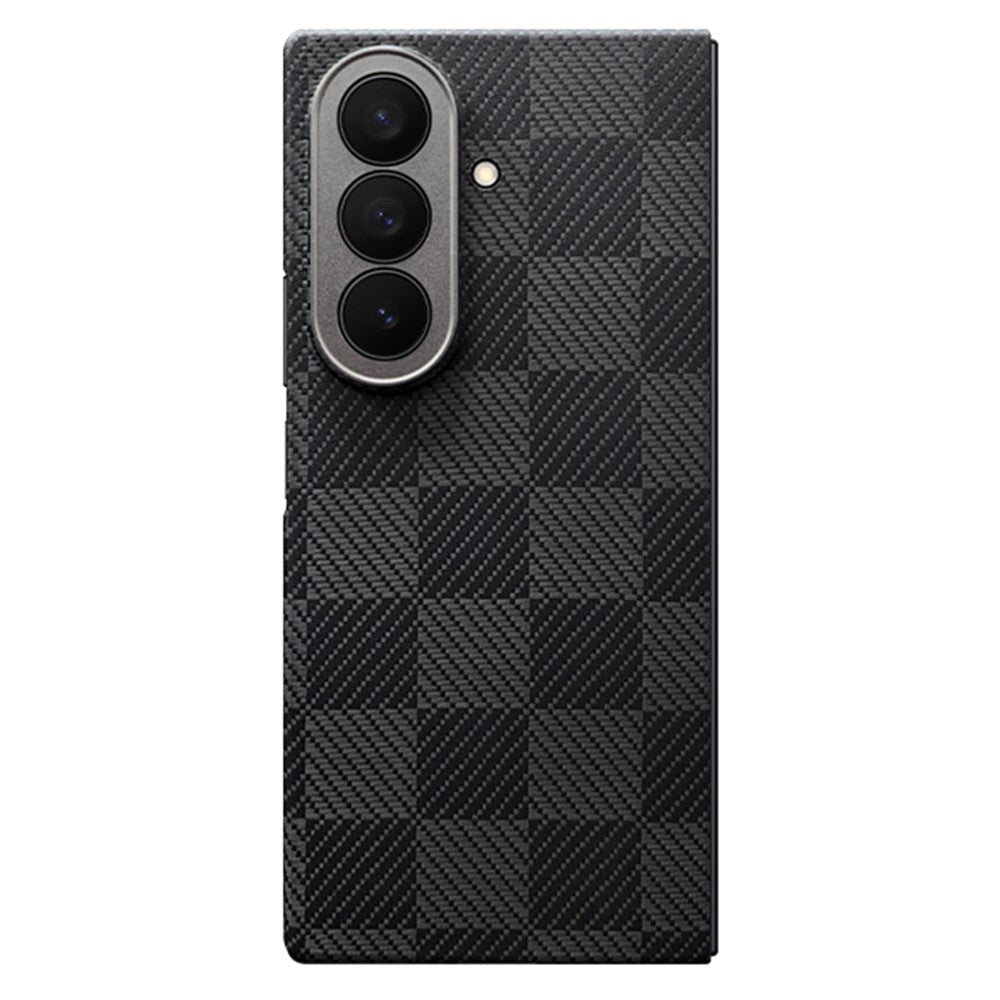 For Samsung Galaxy Z Fold7 5G Magnetic Case Precise Cutouts Square Grid Texture Aramid Fiber Phone Cover with Front Frame