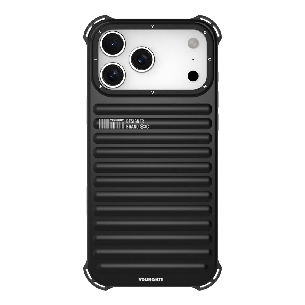 YOUNGKIT For iPhone 17 Pro Max Case Compatible with MagSafe Suitcase Texture IMD TPU Phone Cover - Black