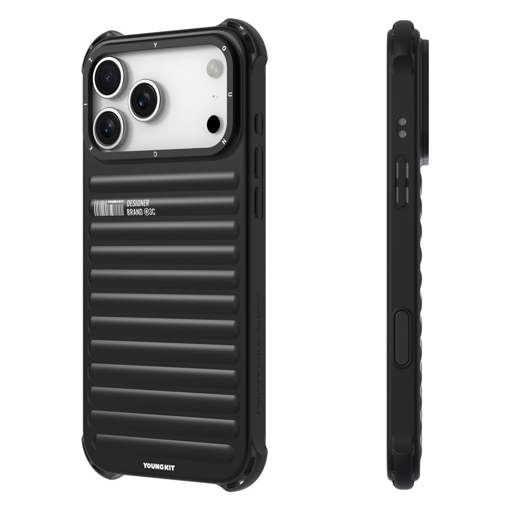 YOUNGKIT For iPhone 17 Pro Max Case Compatible with MagSafe Suitcase Texture IMD TPU Phone Cover - Black