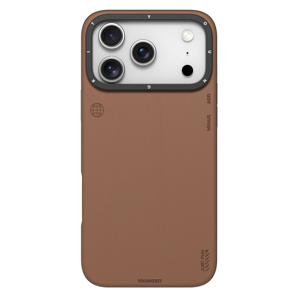 YOUNGKIT For iPhone 17 Pro Max Case Compatible with MagSafe PU Leather + PC Phone Cover - Bronze