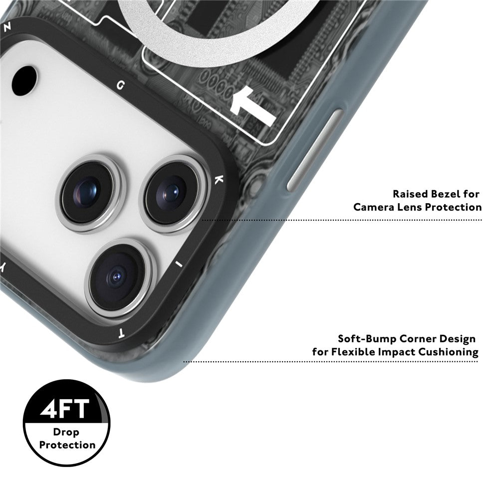 YOUNGKIT Technology Series for iPhone 17 Pro Max Magnetic Case Hard PC IMD Phone Cover - Ghost Grey