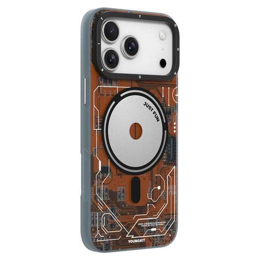 YOUNGKIT Technology Series for iPhone 17 Pro Max Magnetic Case Hard PC IMD Phone Cover - Lava Orange