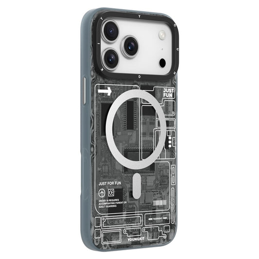 YOUNGKIT Technology Series for iPhone 17 Pro Max Magnetic Case Hard PC IMD Phone Cover - Technology Black