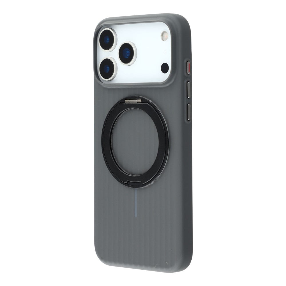 KIGC For iPhone 17 Pro Max Magnetic Case with Rotating Kickstand Hard PC Phone Back Cover - Black