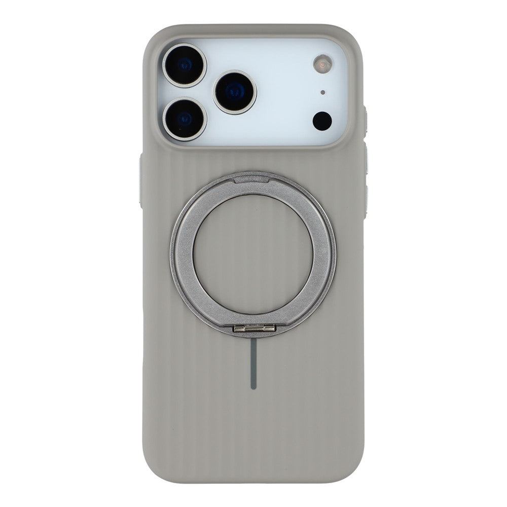 KIGC For iPhone 17 Pro Max Magnetic Case with Rotating Kickstand Hard PC Phone Back Cover - Grey