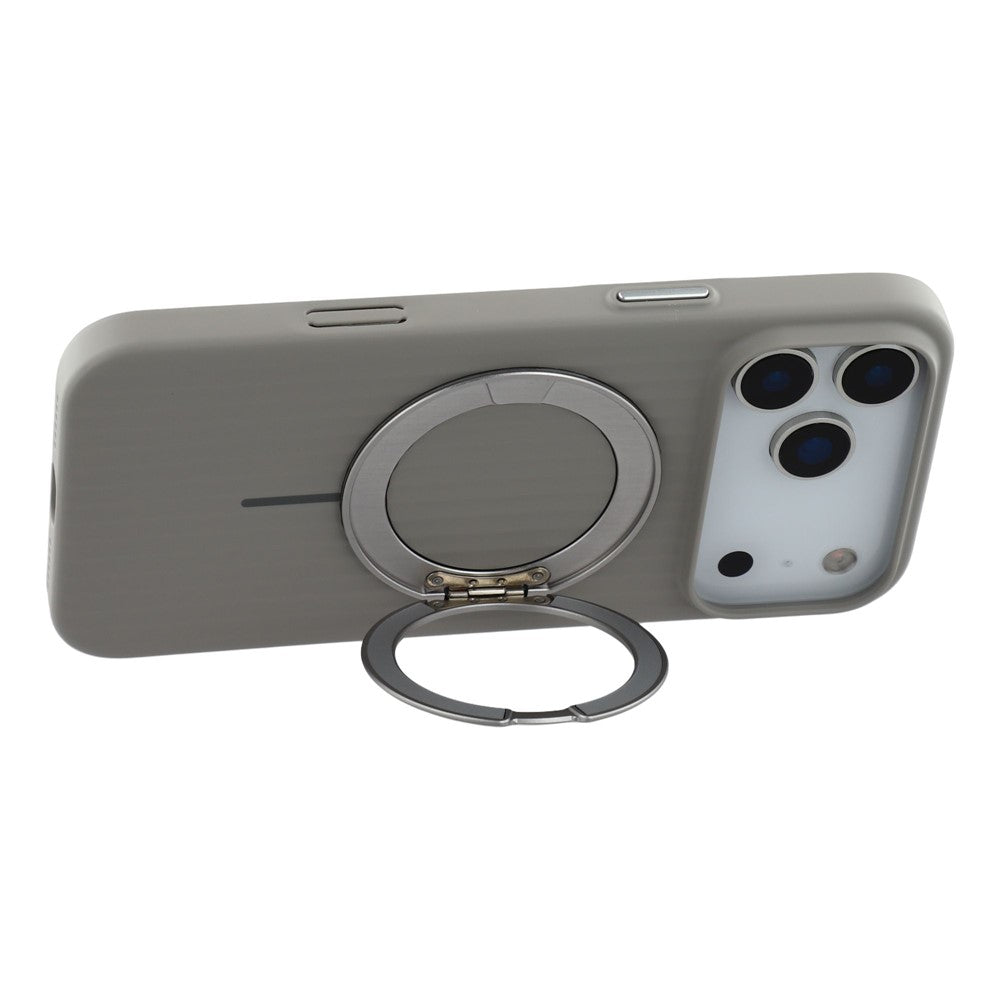 KIGC For iPhone 17 Pro Max Magnetic Case with Rotating Kickstand Hard PC Phone Back Cover - Grey