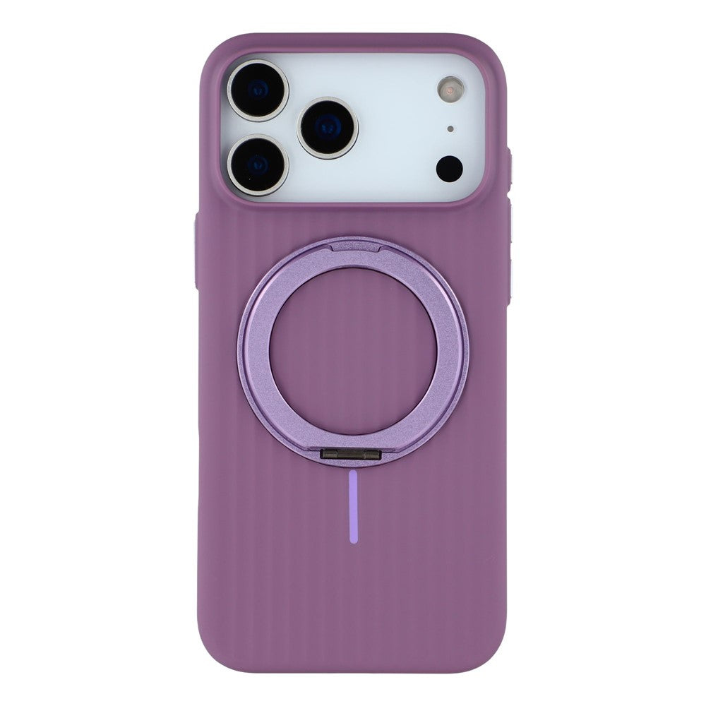 KIGC For iPhone 17 Pro Max Magnetic Case with Rotating Kickstand Hard PC Phone Back Cover - Purple