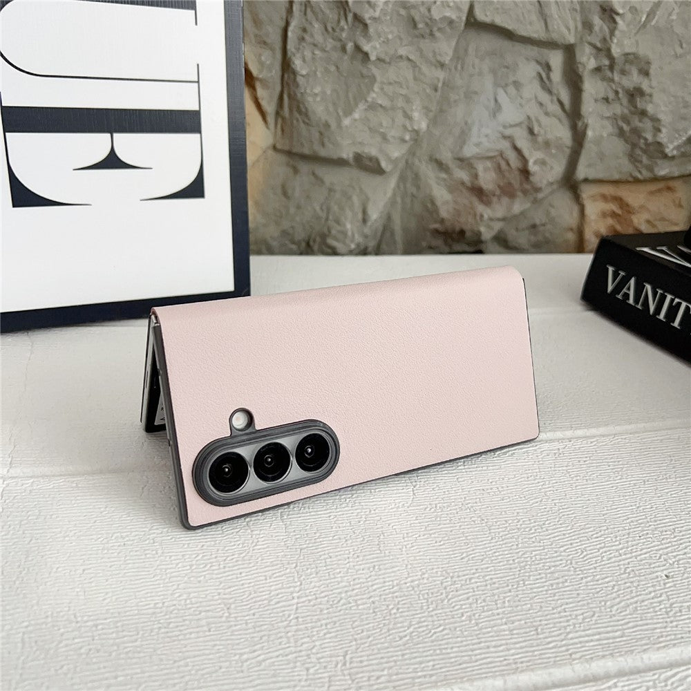 For Samsung Galaxy Z Fold7 5G Case Simple Design Shockproof PU + PC Phone Back Cover - Pink