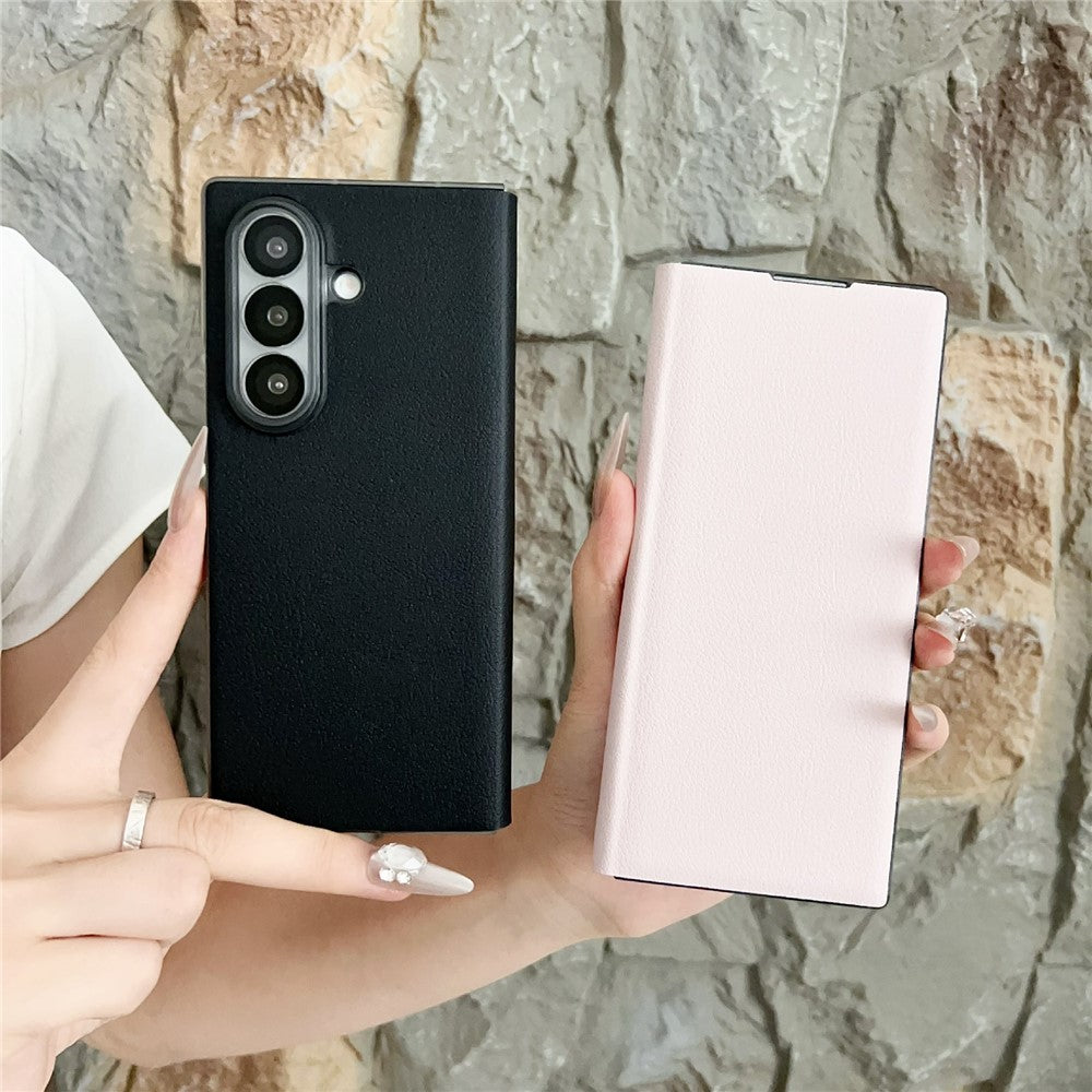 For Samsung Galaxy Z Fold7 5G Case Simple Design Shockproof PU + PC Phone Back Cover - Pink