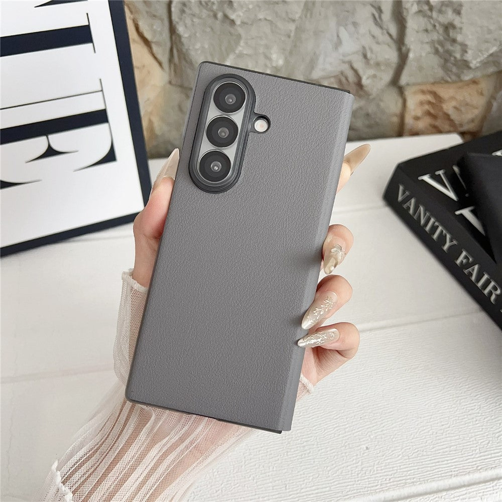 For Samsung Galaxy Z Fold7 5G Case Simple Design Shockproof PU + PC Phone Back Cover - Black