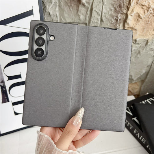 For Samsung Galaxy Z Fold7 5G Case Simple Design Shockproof PU + PC Phone Back Cover - Grey