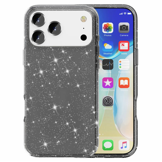 AMORUS For iPhone 17 Pro Max Case Soft TPU Hard PC Back Shockproof Phone Cover - Glitter Black