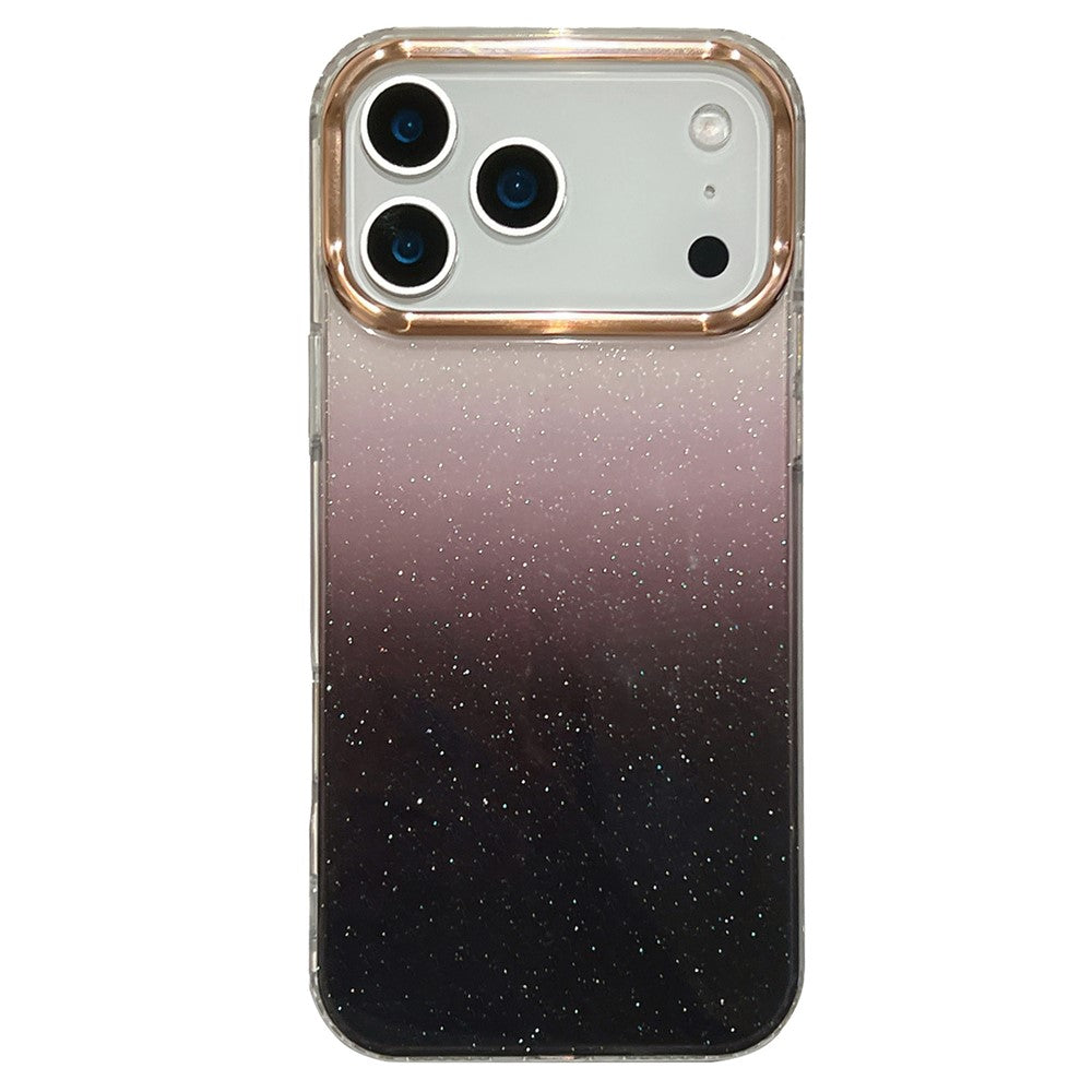 For iPhone 17 Pro Max Case Dual Color Gradient Electroplated Protective TPU Phone Cover - Black Pink