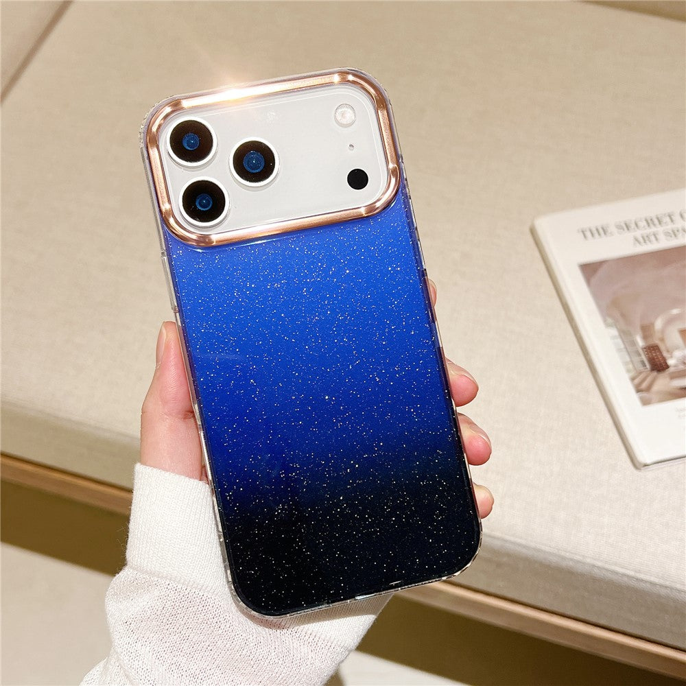 For iPhone 17 Pro Max Case Dual Color Gradient Electroplated Protective TPU Phone Cover - Black Purple