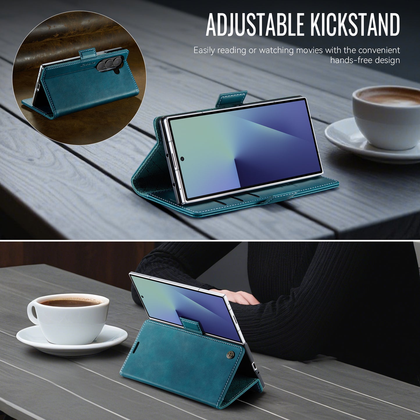 For Samsung Galaxy Z Fold7 5G Case CASEME 033 Series RFID Blocking Wallet Stand Calf Texture Leather Phone Cover - Green