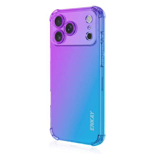 For iPhone 17 Pro Max TPU Case ENKAY Thickened Four Corner Drop-proof Phone Back Cover - Purple / Blue