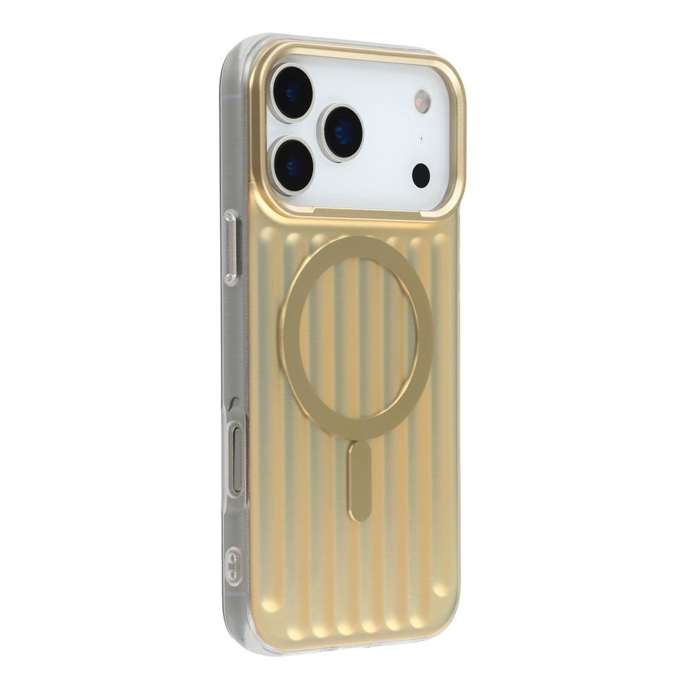 For iPhone 17 Pro Max Case Compatible with MagSafe Luggage Texture IMD TPU Phone Back Cover - Gold