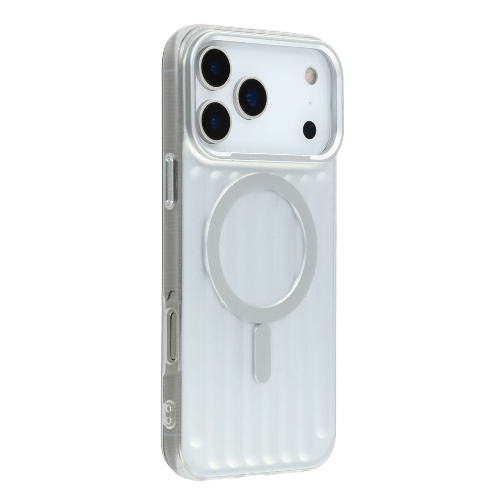 For iPhone 17 Pro Max Case Compatible with MagSafe Luggage Texture IMD TPU Phone Back Cover - Silver
