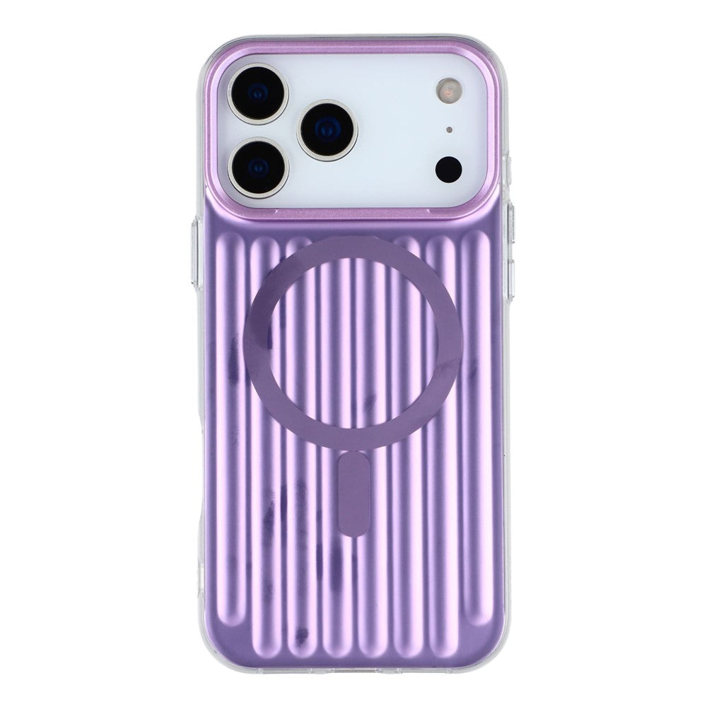 For iPhone 17 Pro Max Case Compatible with MagSafe Luggage Texture IMD TPU Phone Back Cover - Purple