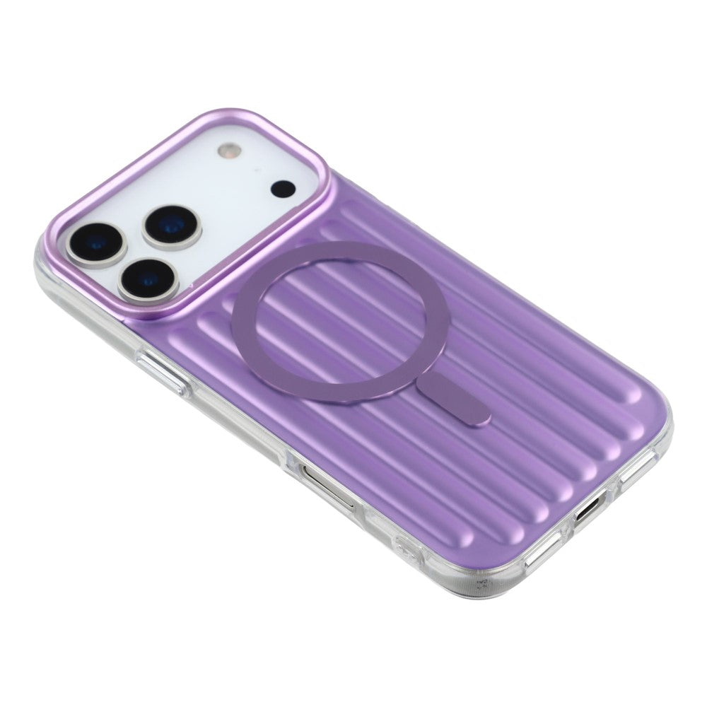 For iPhone 17 Pro Max Case Compatible with MagSafe Luggage Texture IMD TPU Phone Back Cover - Purple