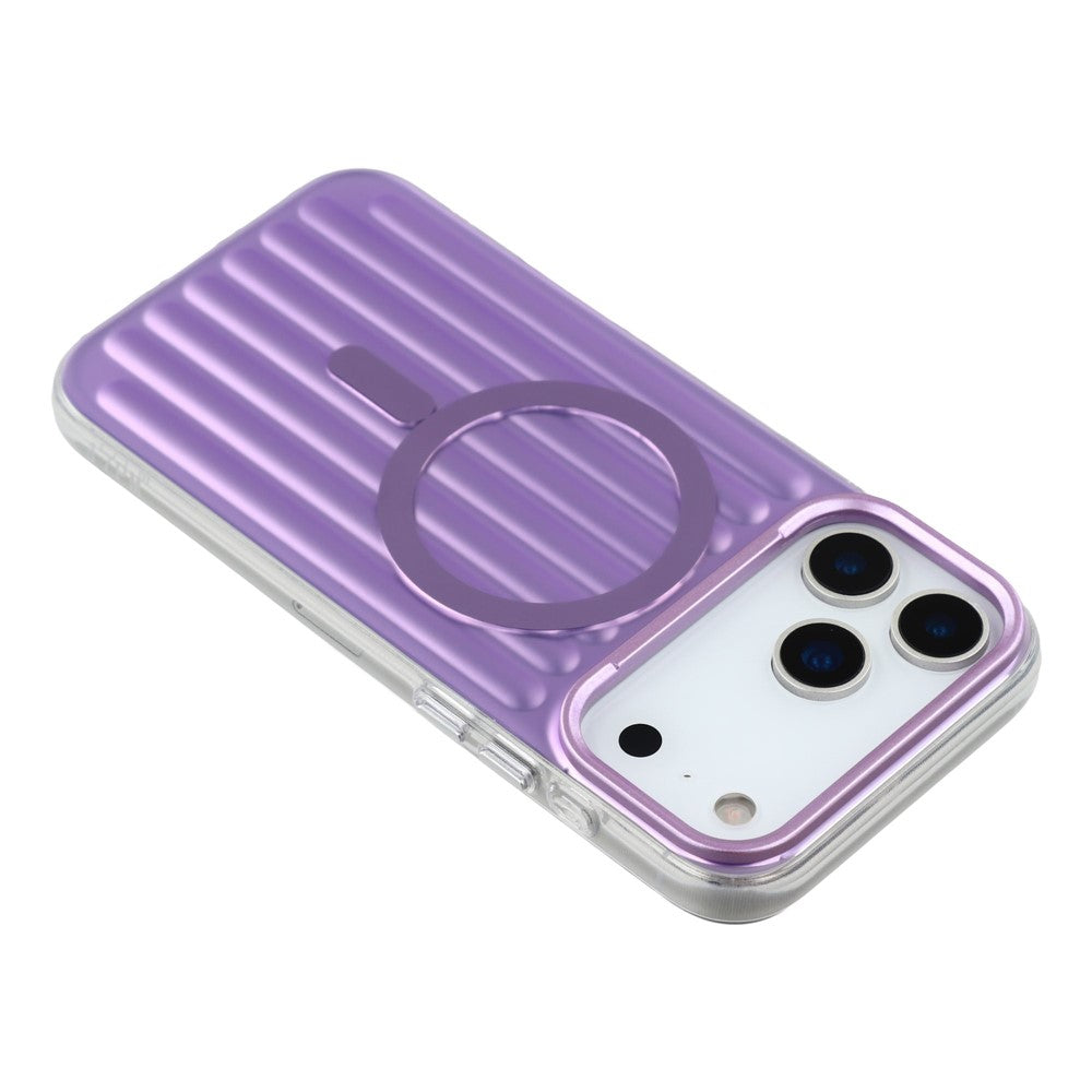 For iPhone 17 Pro Max Case Compatible with MagSafe Luggage Texture IMD TPU Phone Back Cover - Purple
