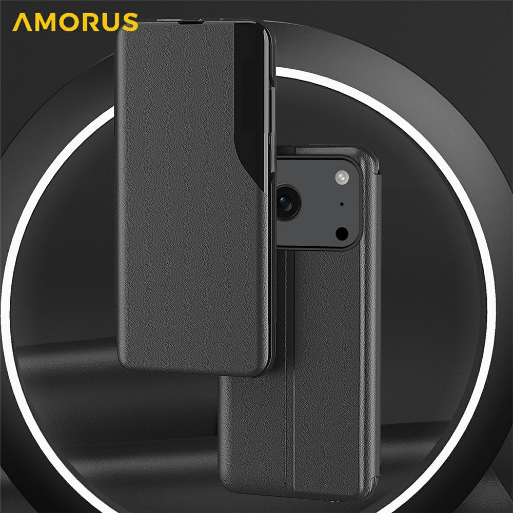 AMORUS For iPhone 17 Pro Max Case Folio Flip Stand PU Leather Phone Cover - Blue