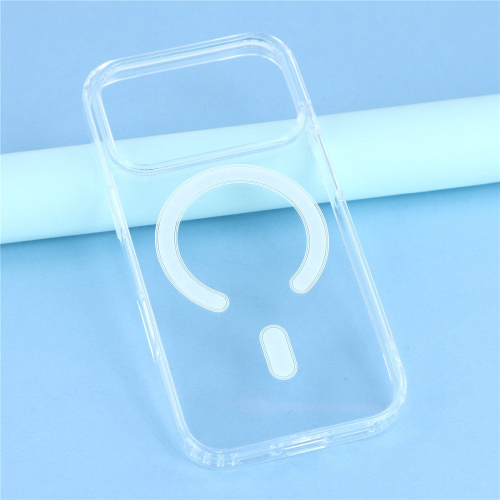 For iPhone 17 Pro Max Magnetic Case Acrylic + TPU Clear Phone Cover