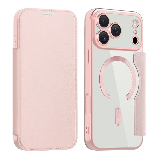 AMORUS For iPhone 17 Pro Max Case Compatible with MagSafe RFID Blocking Card Holder Leather Phone Cover - Pink