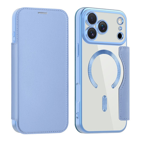 AMORUS For iPhone 17 Pro Max Case Compatible with MagSafe RFID Blocking Card Holder Leather Phone Cover - Blue