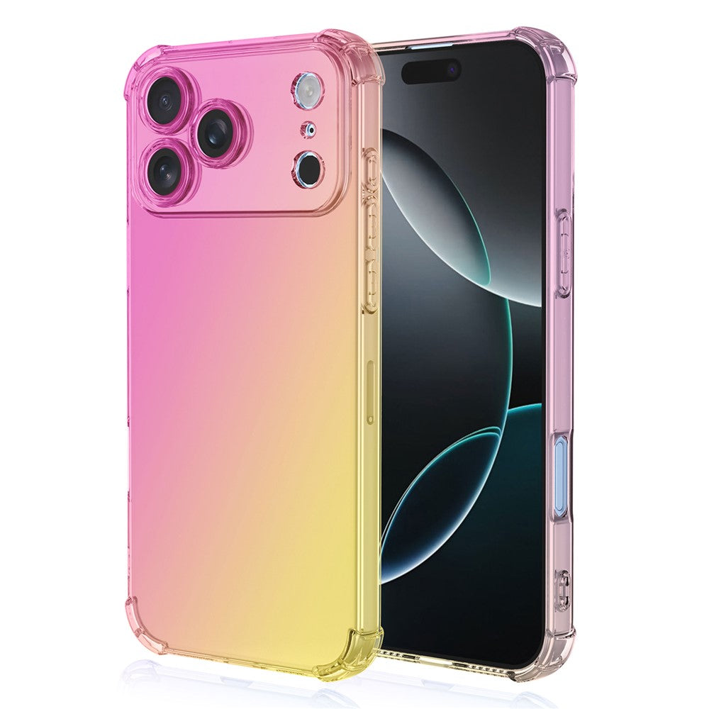 For iPhone 17 Pro Max Case Gradient Color TPU Phone Case Anti-Drop Phone Cover - Pink  /  Gold