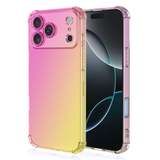 For iPhone 17 Pro Max Case Gradient Color TPU Phone Case Anti-Drop Phone Cover - Pink  /  Gold
