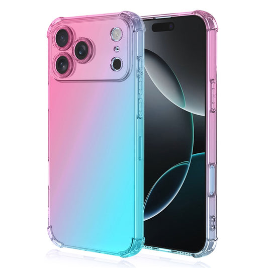 For iPhone 17 Pro Max Case Gradient Color TPU Phone Case Anti-Drop Phone Cover - Pink  /  Green