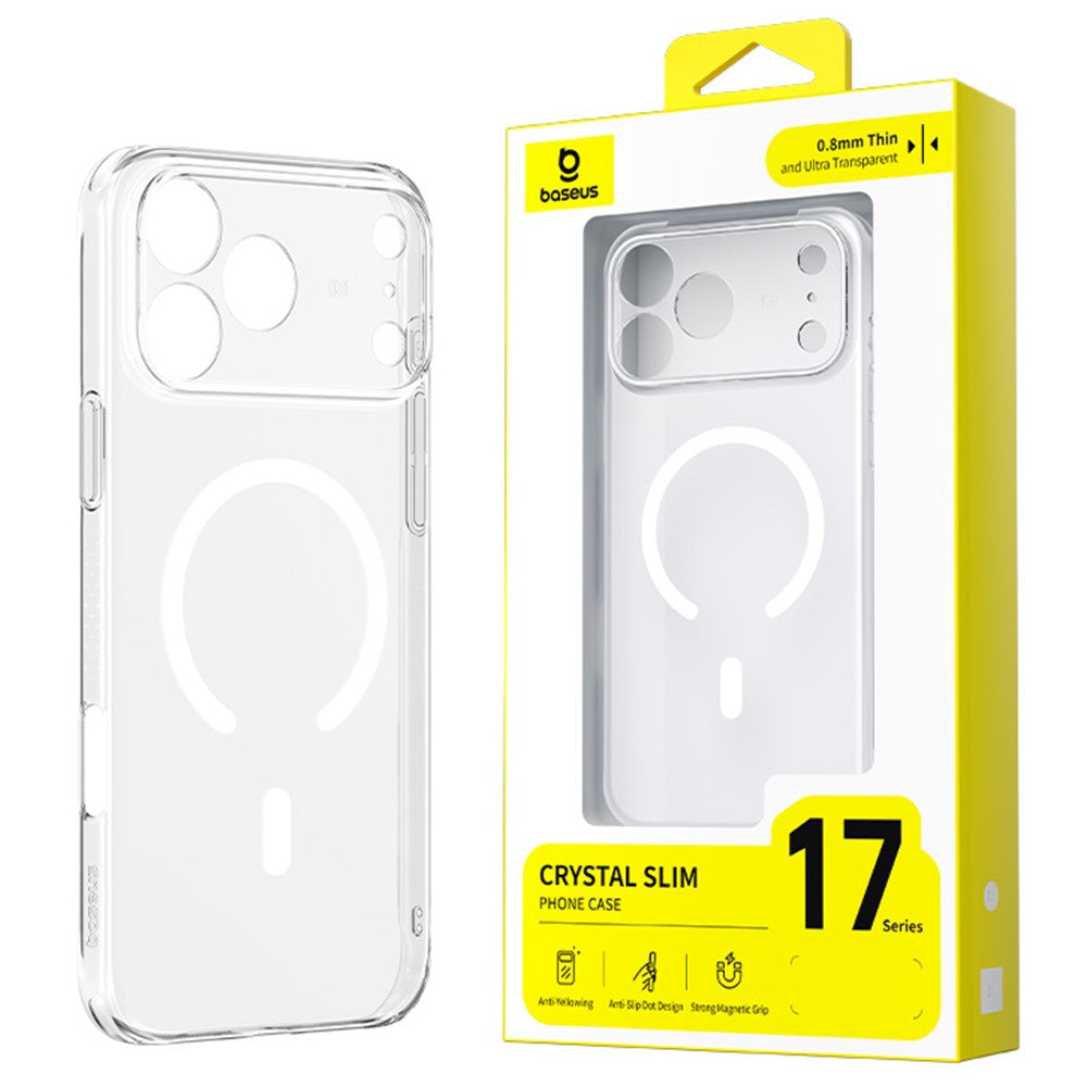 BASEUS Crystal Series For iPhone 17 Pro Max Case Compatible with MagSafe Slim Clear PC Phone Cover