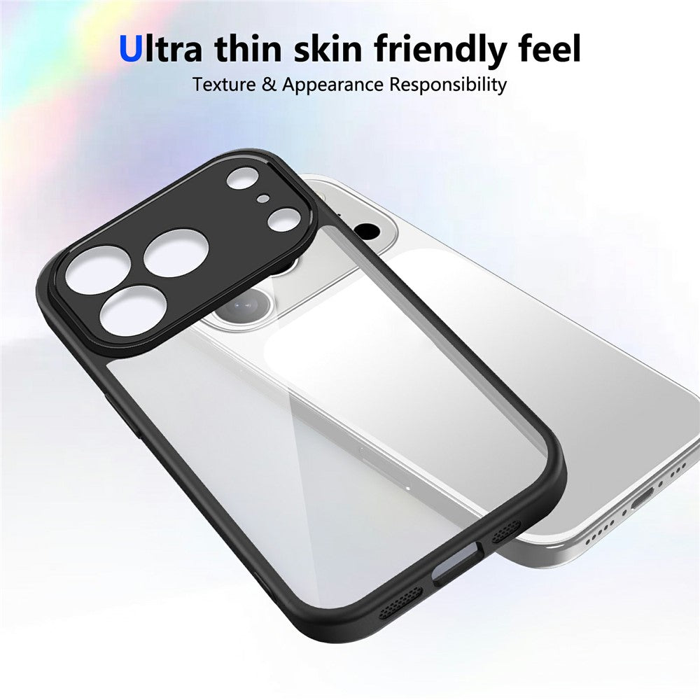 For iPhone 17 Pro Max Case Matte Skin Touch Clear PC + TPU Shockproof Phone Back Cover - Black