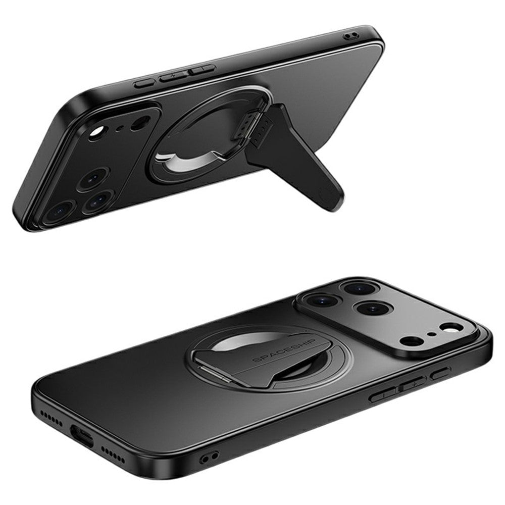 For iPhone 17 Pro Max Case Compatible with MagSafe Hidden Kickstand Skin-Feel Matte PC TPU Phone Back Cover - Black