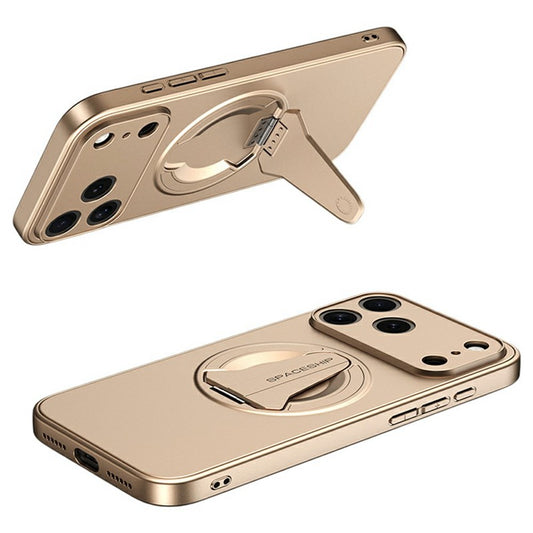 For iPhone 17 Pro Max Case Compatible with MagSafe Hidden Kickstand Skin-Feel Matte PC TPU Phone Back Cover - Desert Gold