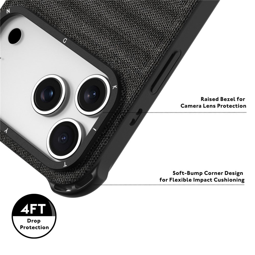 YOUNGKIT For iPhone 17 Pro Max Magnetic Case Jeans Cloth Texture TPU Canvas Phone Back Cover - Grey