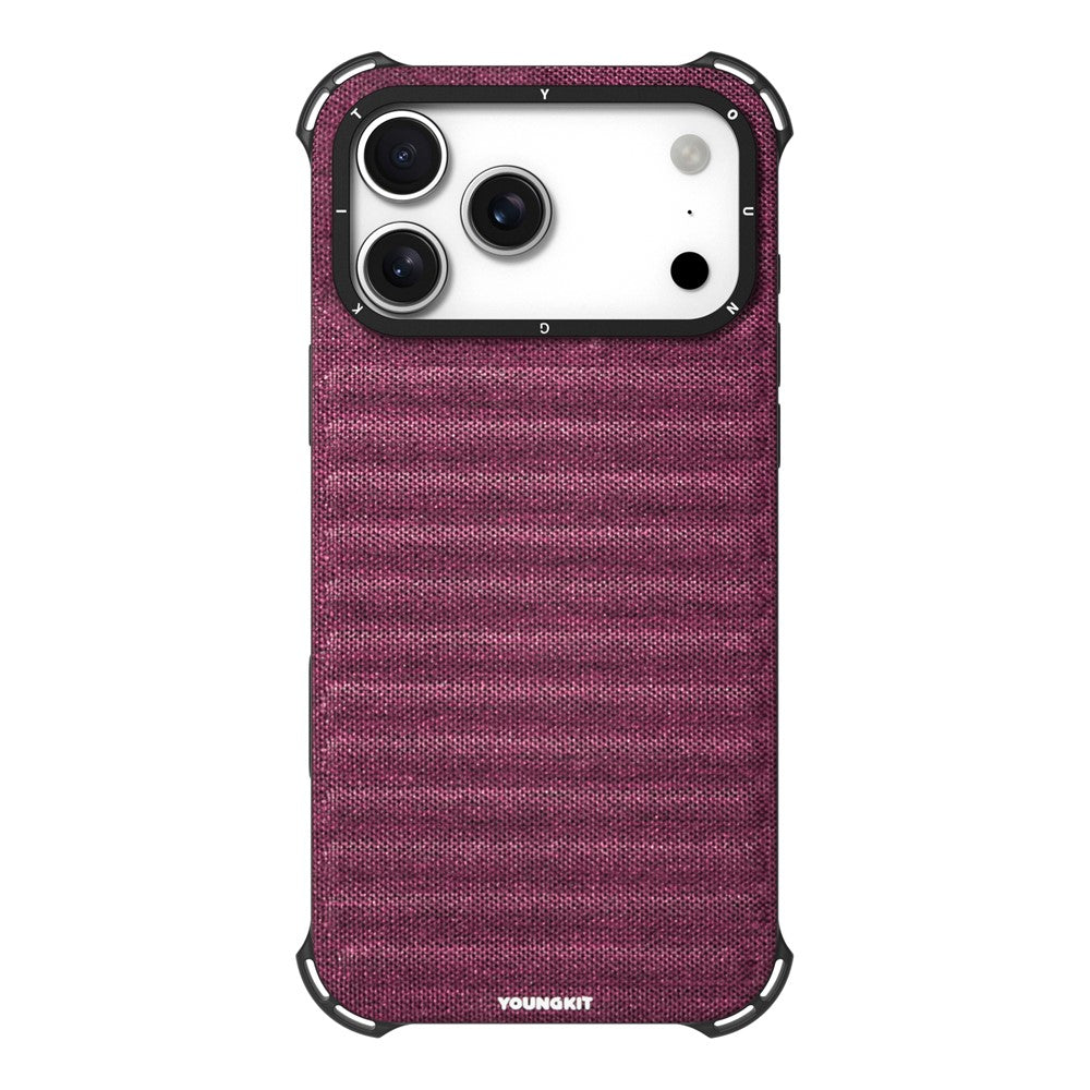 YOUNGKIT For iPhone 17 Pro Max Magnetic Case Jeans Cloth Texture TPU Canvas Phone Back Cover - Brown