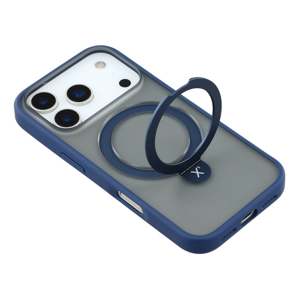 X-LEVEL For iPhone 17 Pro Max Case Metal Kickstand TPU PC Phone Back Cover - Blue