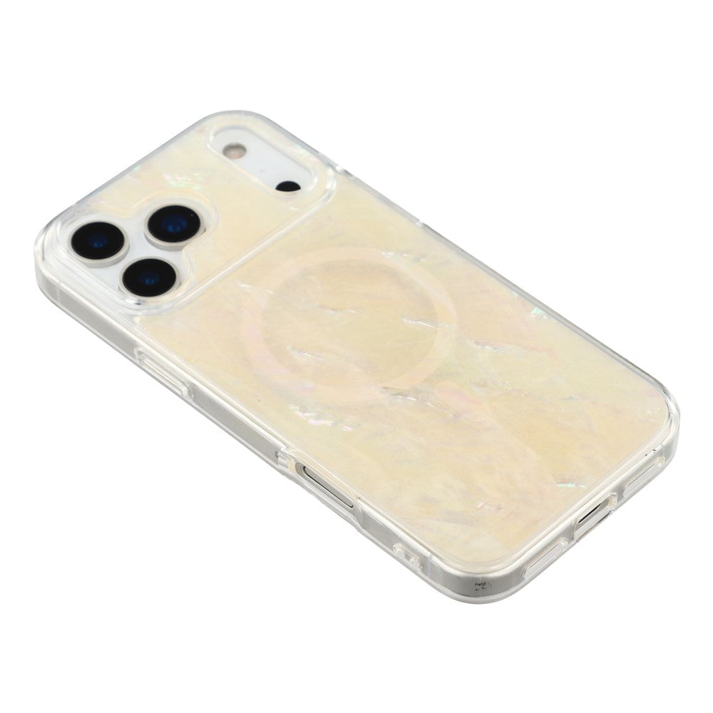 JAUCASE For iPhone 17 Pro Max Magnetic Case Natural Seashell Design TPU Phone Back Cover - Seashell Color