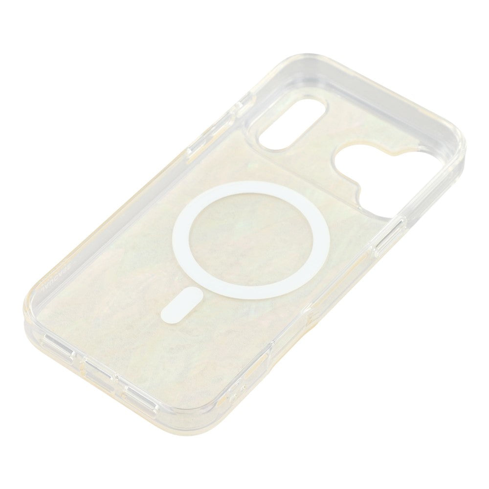 JAUCASE For iPhone 17 Pro Max Magnetic Case Natural Seashell Design TPU Phone Back Cover - Seashell Color