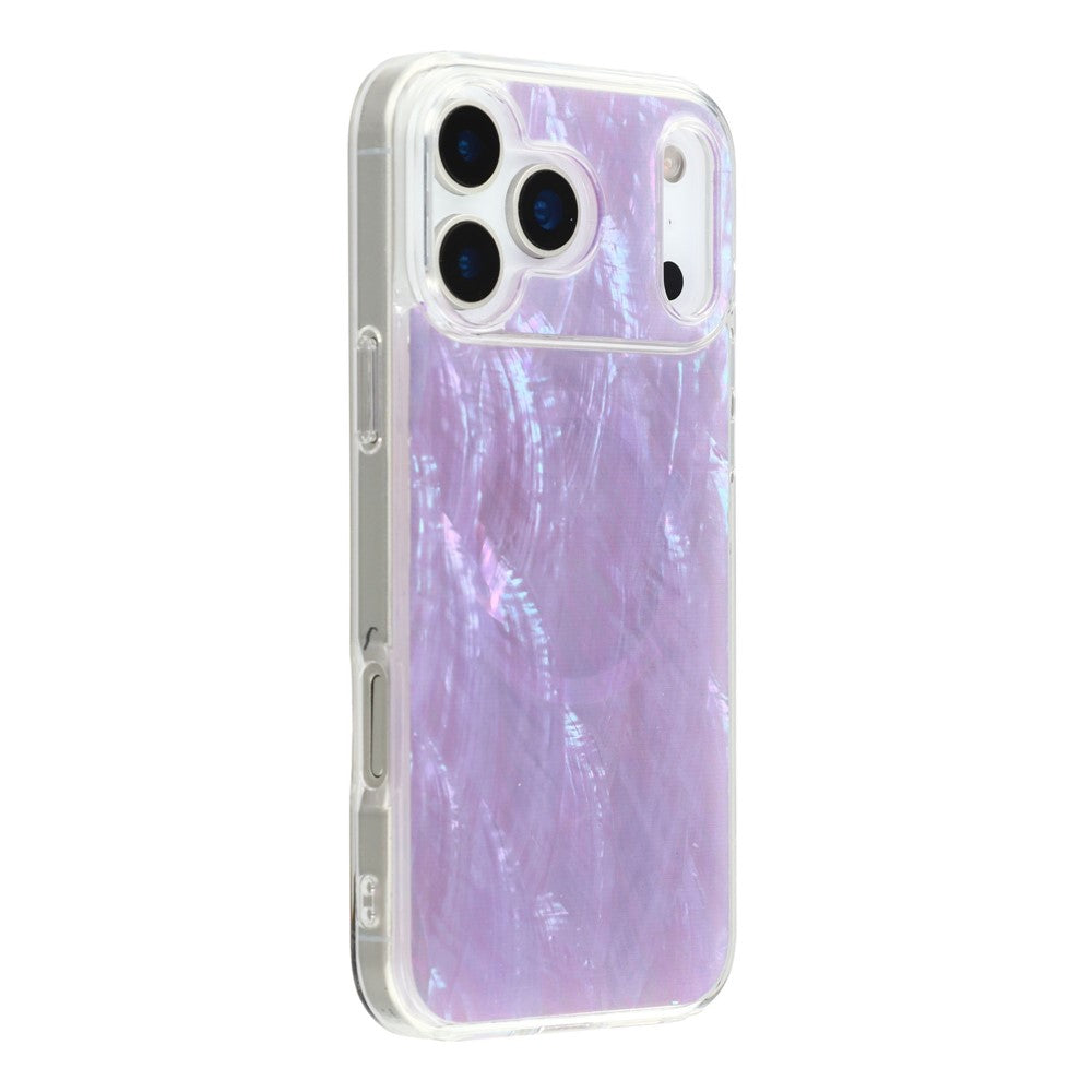 JAUCASE For iPhone 17 Pro Max Magnetic Case Natural Seashell Design TPU Phone Back Cover - Gradient Purple