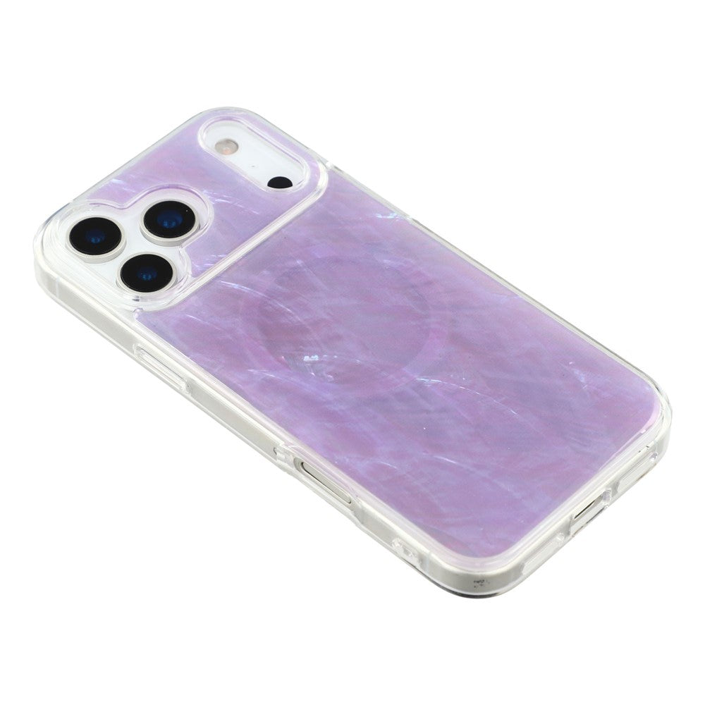 JAUCASE For iPhone 17 Pro Max Magnetic Case Natural Seashell Design TPU Phone Back Cover - Gradient Purple