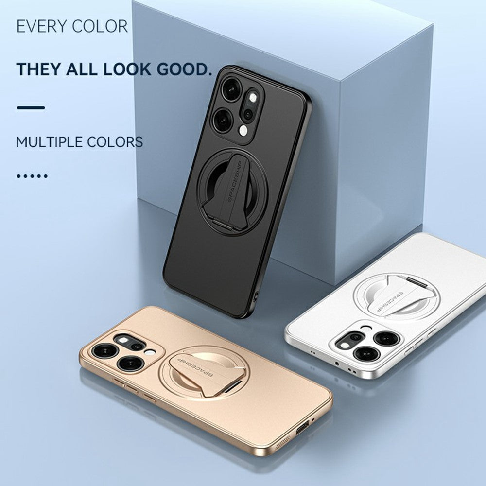 For Oppo Reno14 Pro 5G (Global) Case Compatible with MagSafe Hidden Kickstand Skin-Feel Matte PC TPU Phone Back Cover - Black