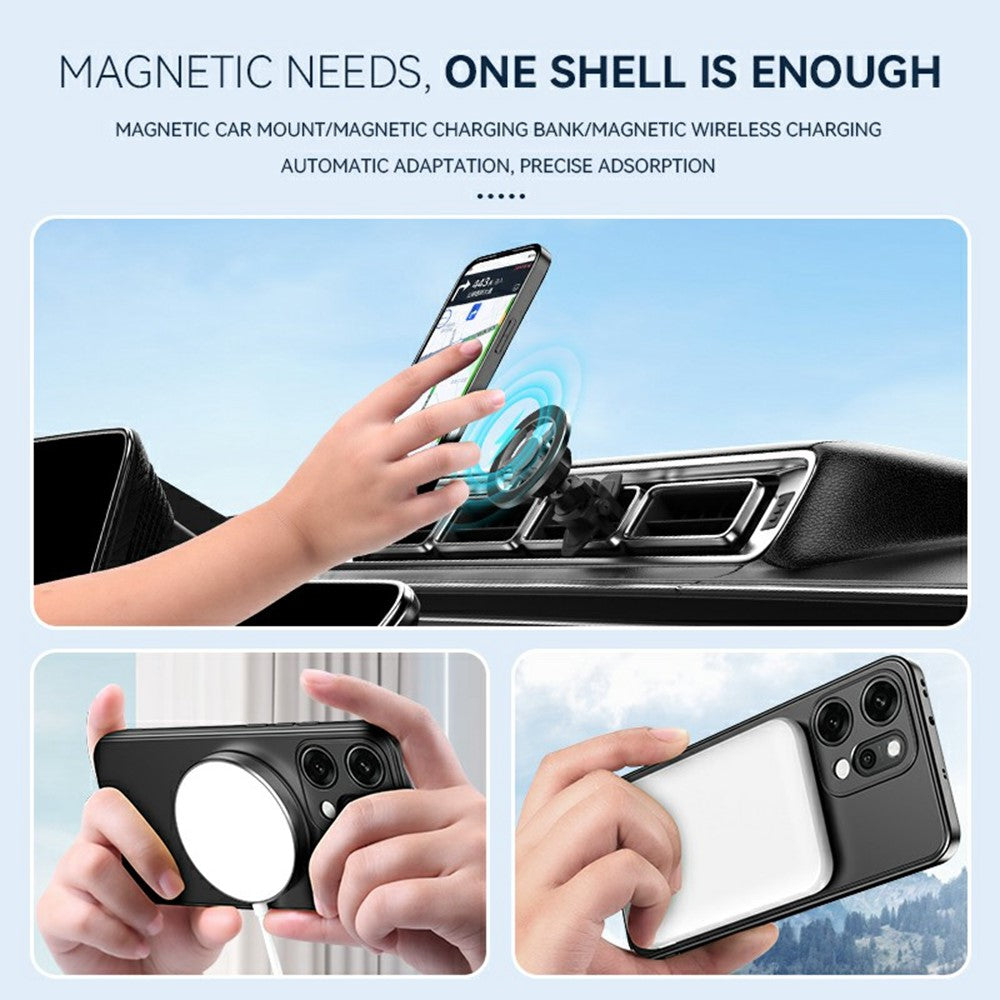 For Oppo Reno14 Pro 5G (Global) Case Compatible with MagSafe Hidden Kickstand Skin-Feel Matte PC TPU Phone Back Cover - Black